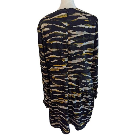 DKNY Abstract Faux Wrap Mini Satin Sheath Dress Green Camo Size 12 - Picture 5 of 10